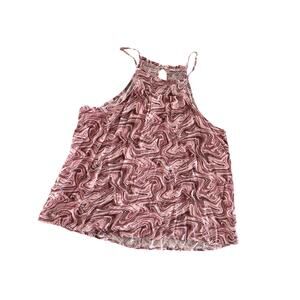 Pink Marble tank top L blouse agate Quartz Nature boho hippie high neck cowgirl